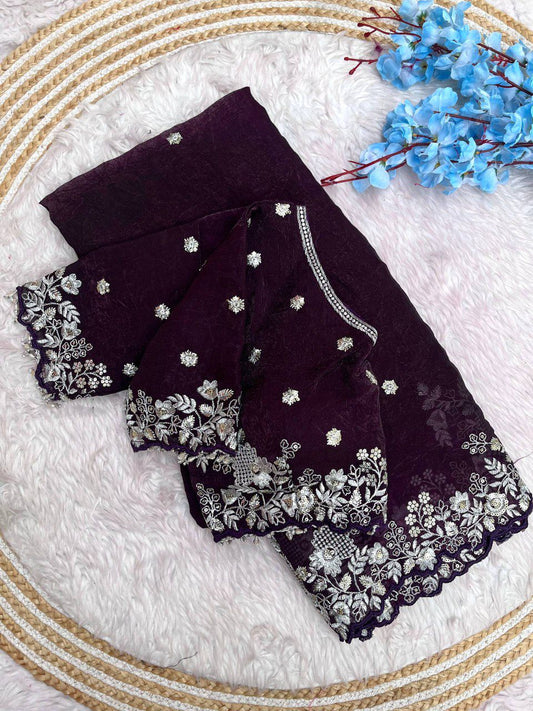 Pure Fandy satin crush saree