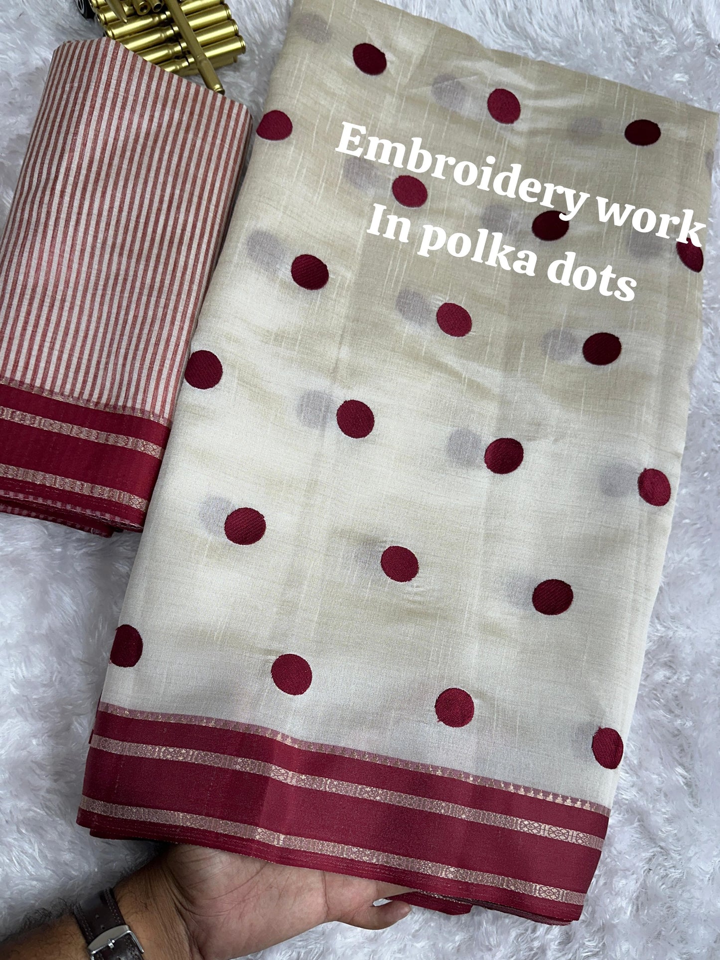 Tussersilk Polkadot Saree