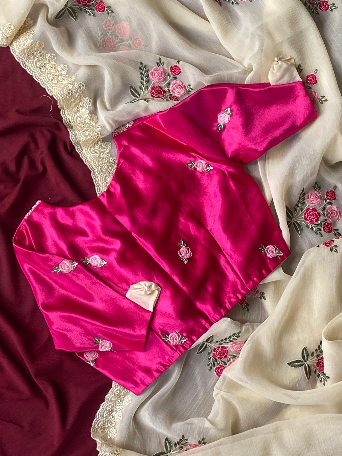 Pure chiffon crush saree