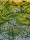 SOFT RICH GOLDEN MOSS FENDY SAREE
