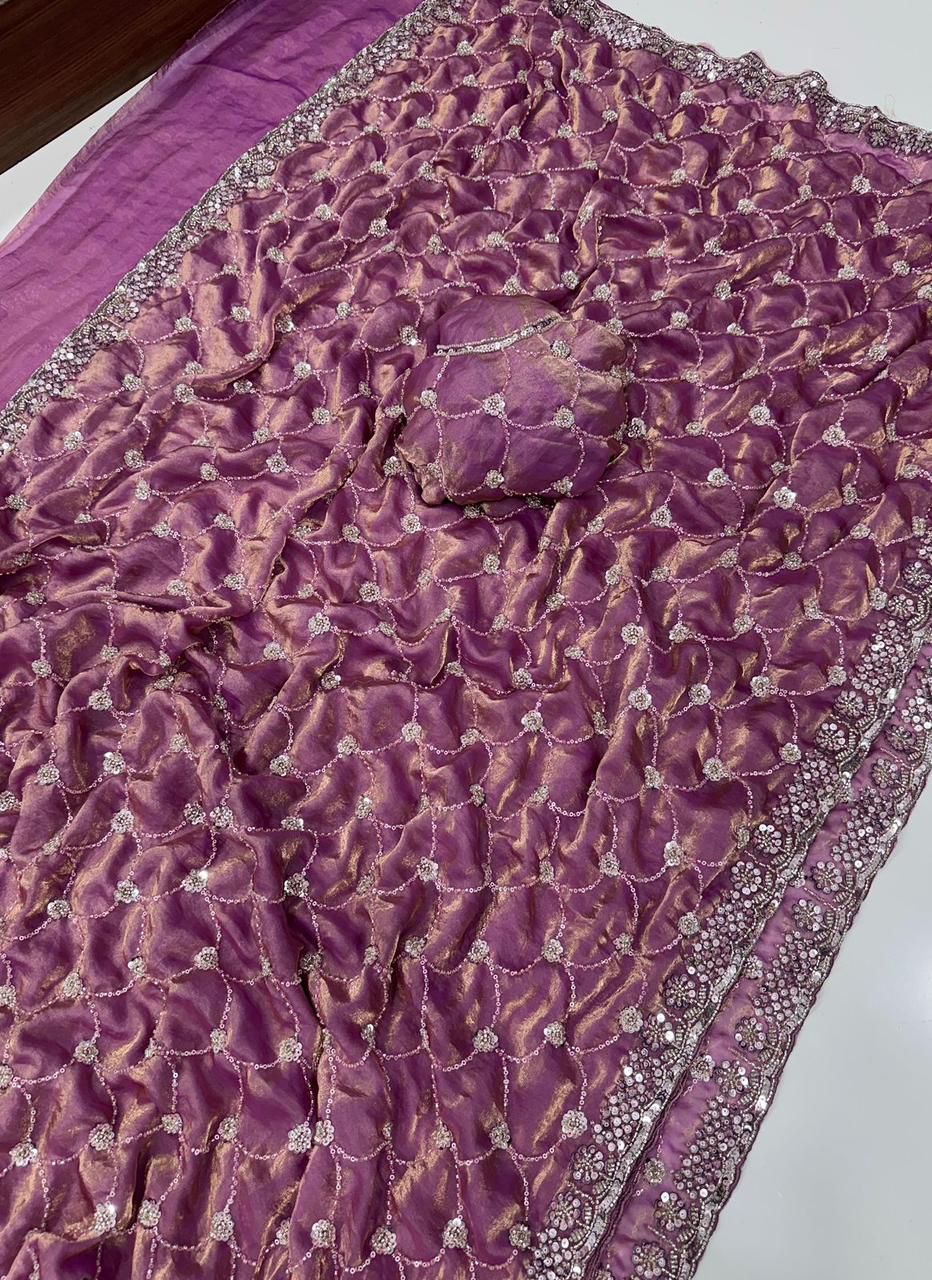 Space Sattin Dual Shad Saree