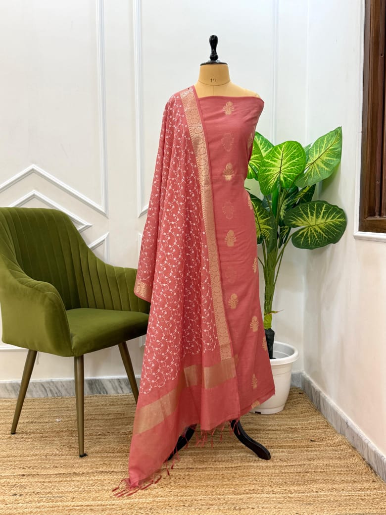 Banarasi Unstitched Salwar kameez with Dupatta