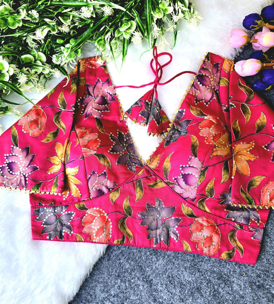 ORGANZA PRINT EMB. BLOUSE