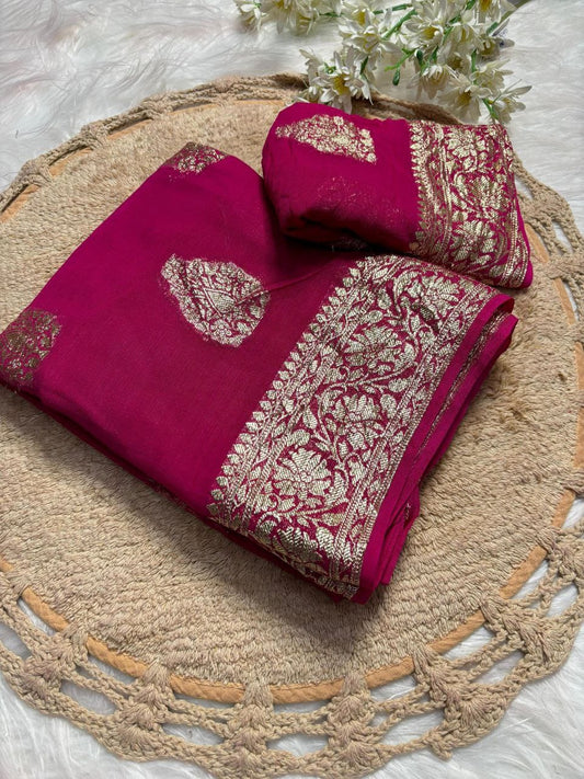Viscose Georgette Weaving Butta Saree