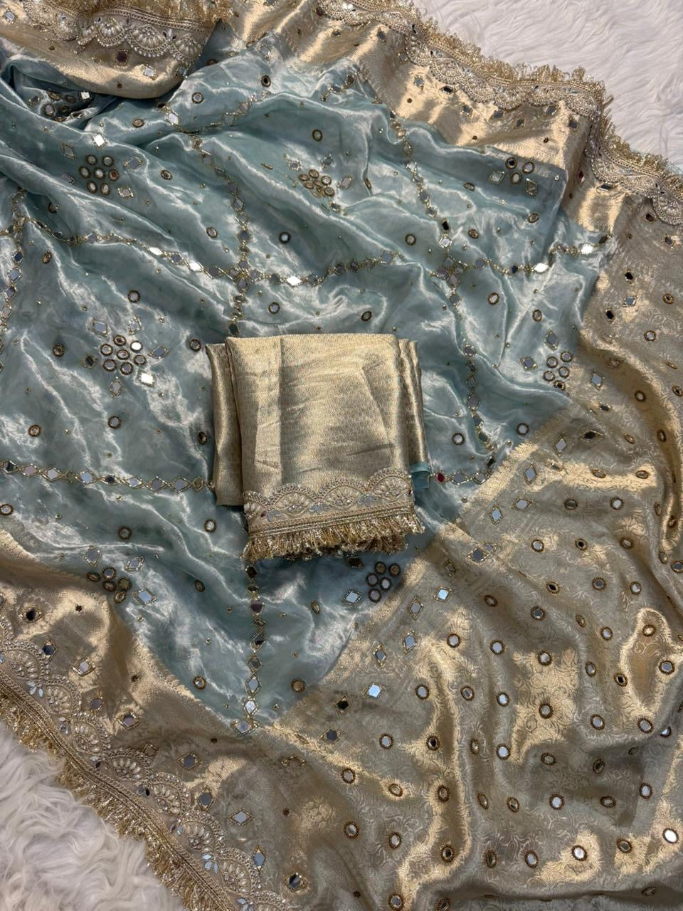 pure tissue silk with handwork