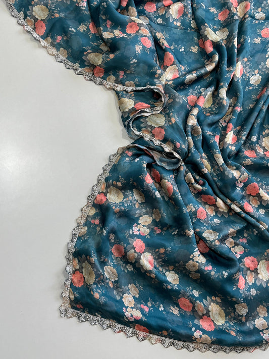 Pure Satin georgette saree