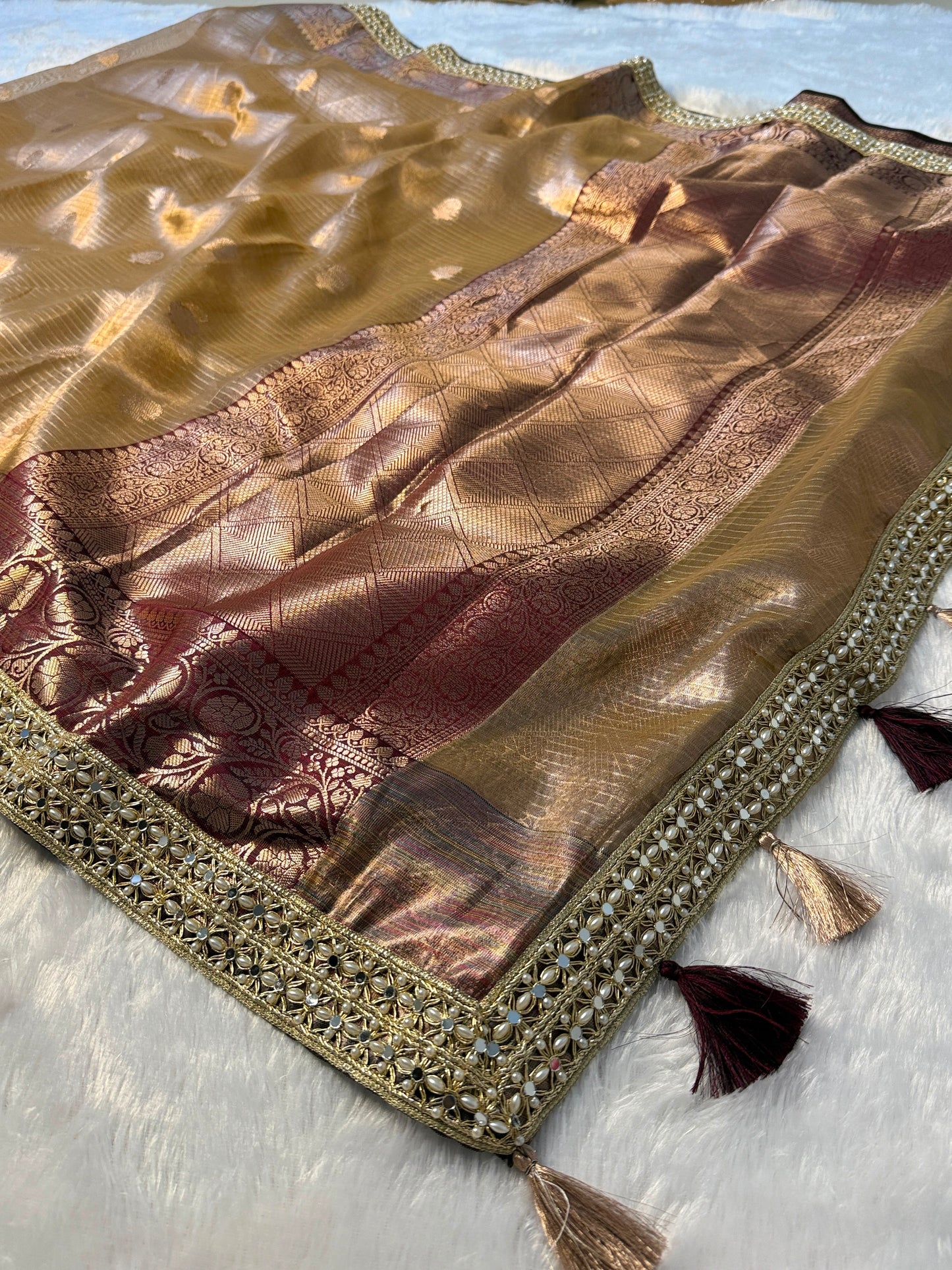 Banarasi Multi Colour Border Tissue Soft Silk Saree