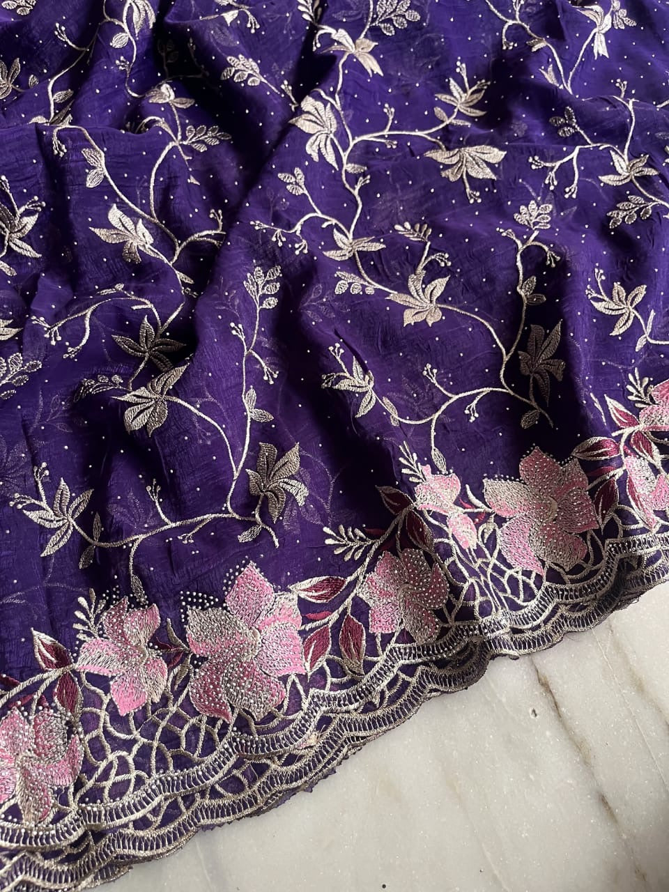 Crush fabric saree