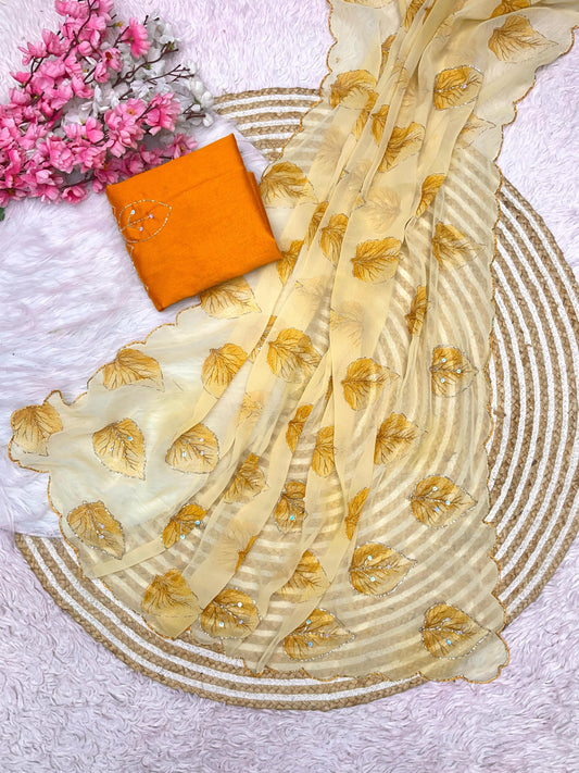 Soft printed georgette saree