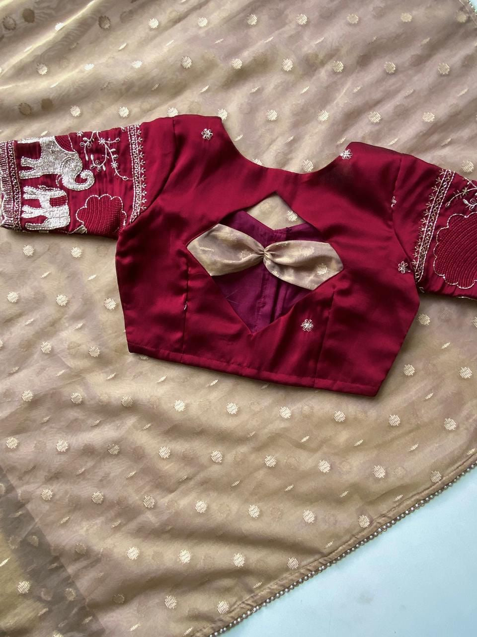 soft tissue organza saree