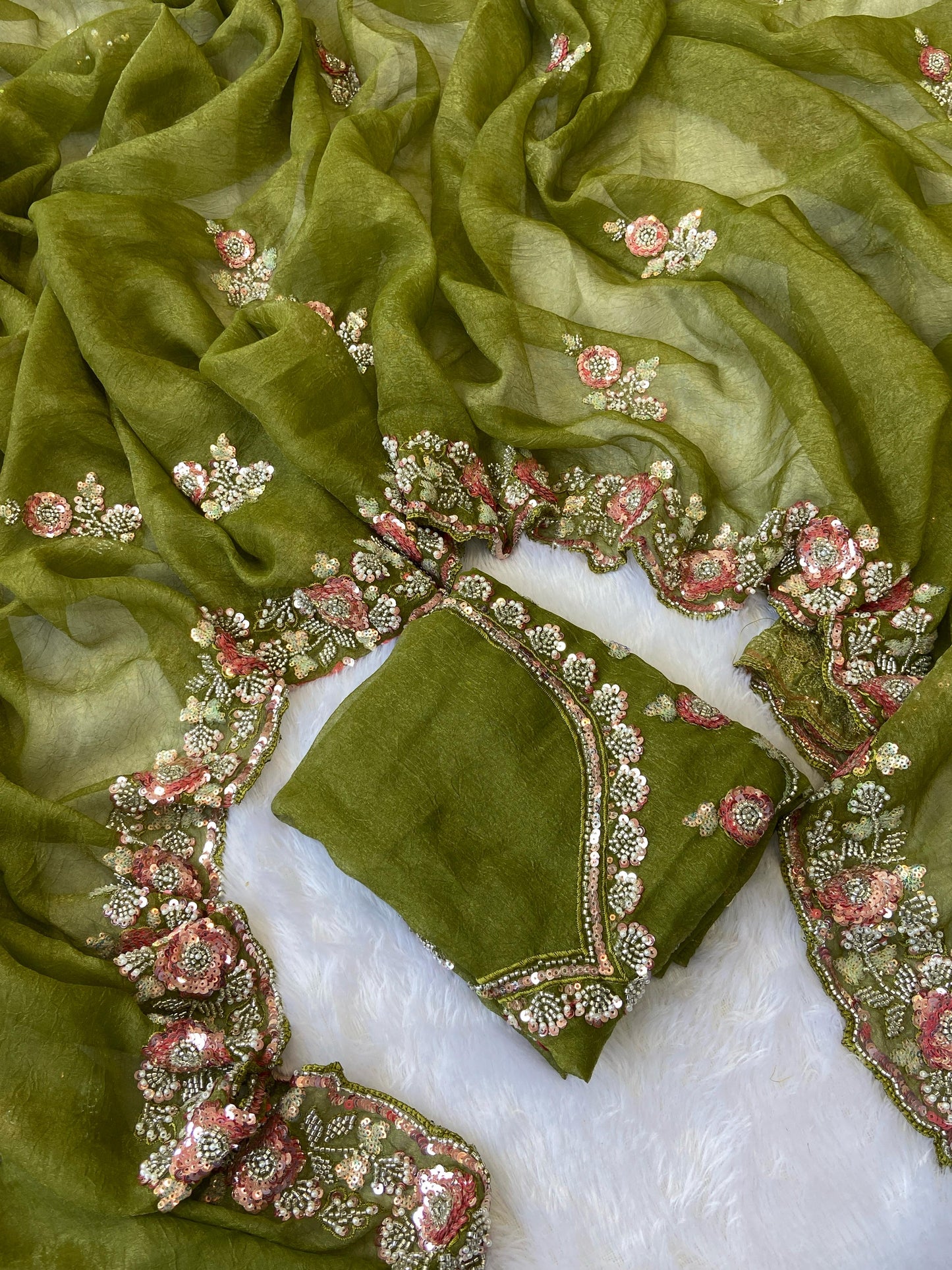 Chiffon handwork saree