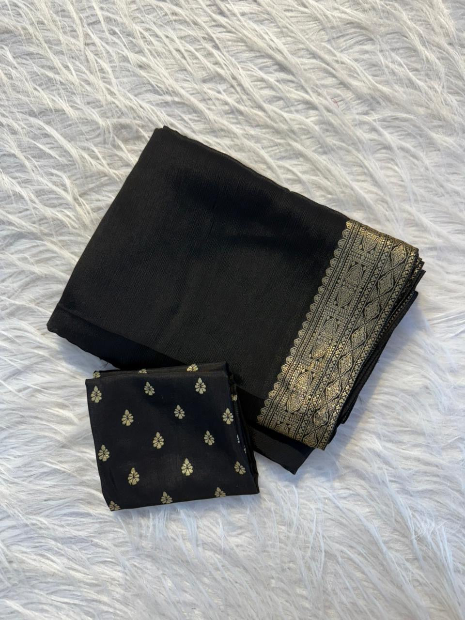 pure viscose soft Chinon saree