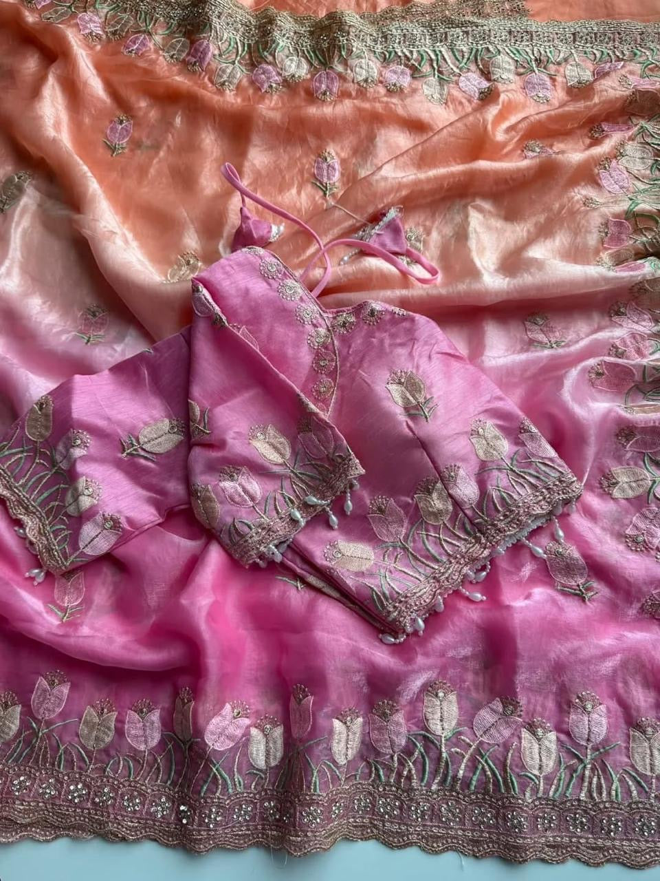 Soft satin silk saree