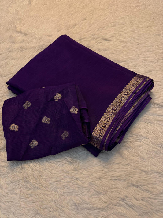 Pure chinnon silk saree