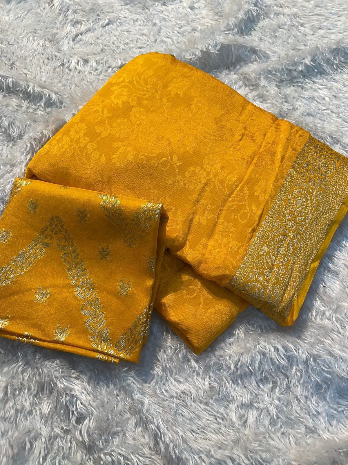 Viscose Chinon  saree