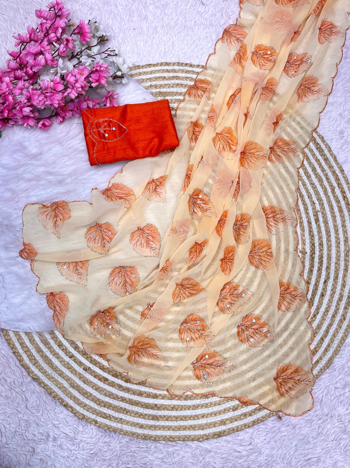 Soft printed georgette saree