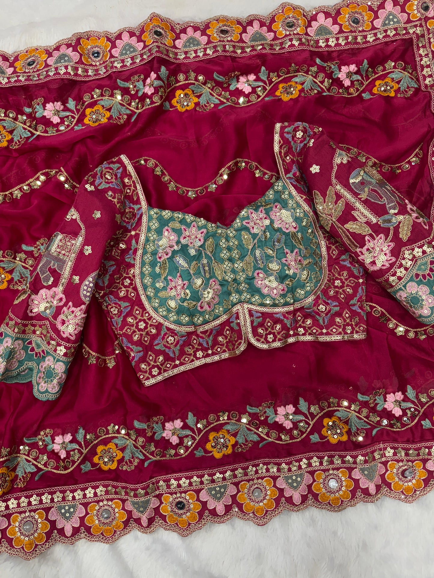 Soft rangoli silk