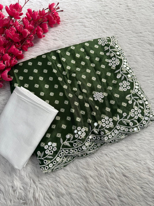 Beautiful Chinon fabrics Bandhej Print