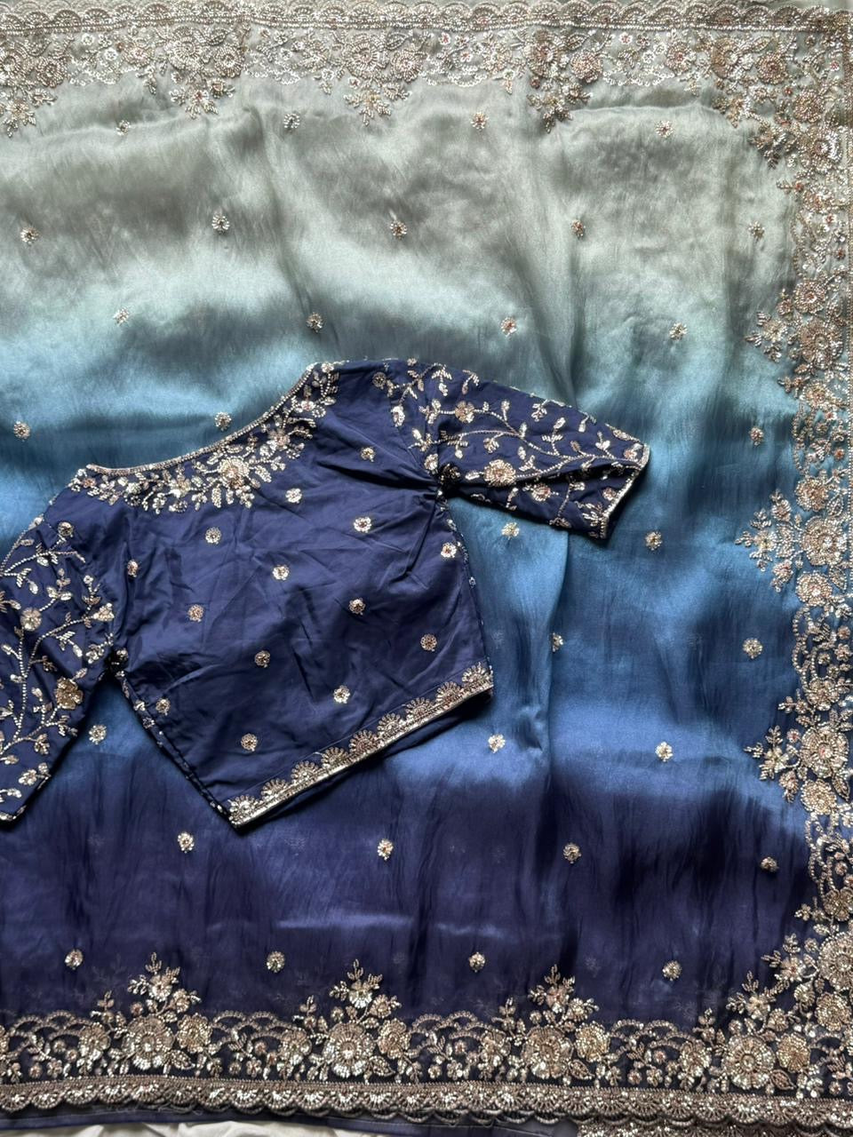 Tissue crepe silk saree