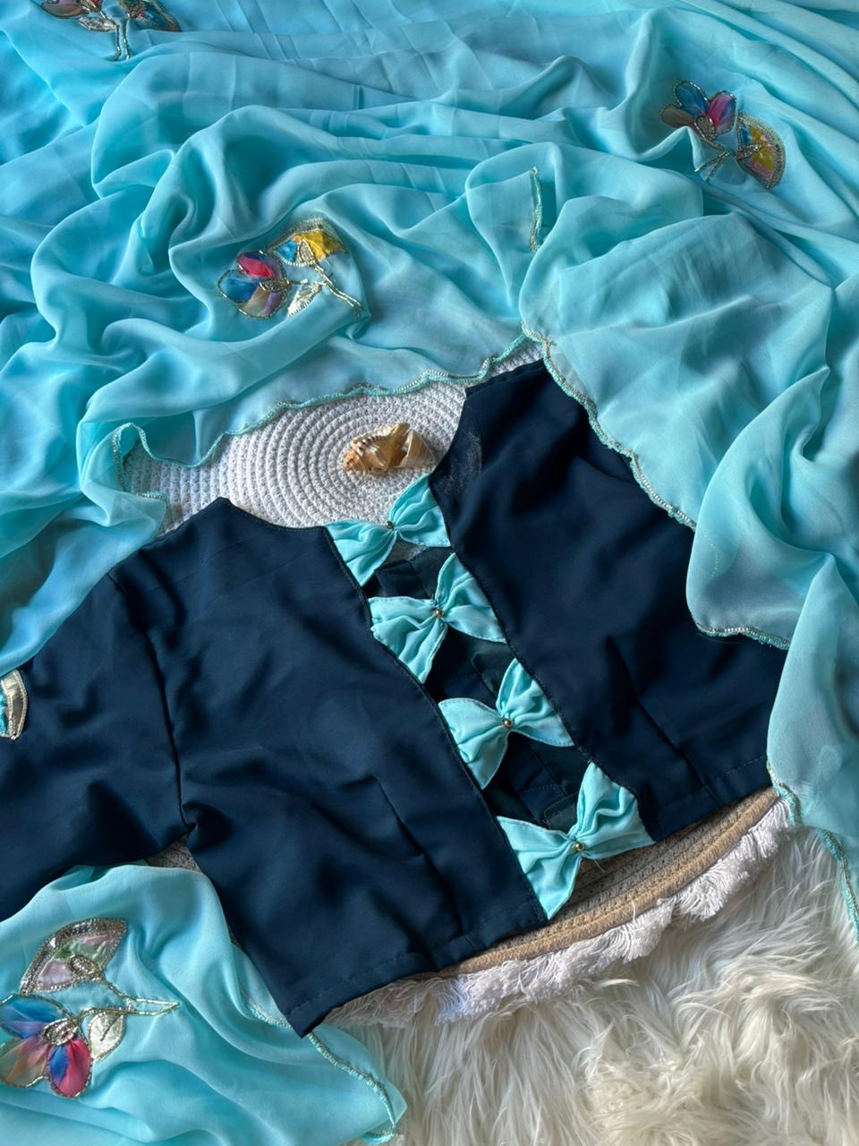 Georgette floral saree