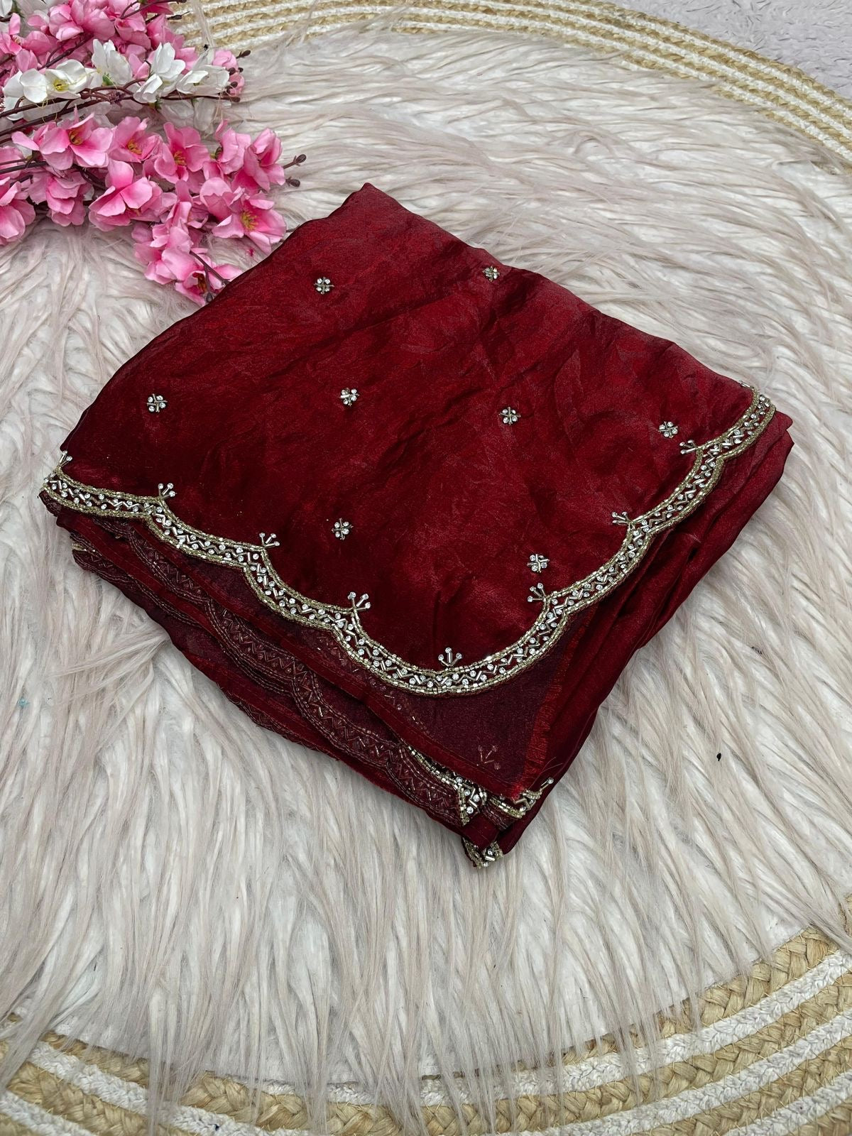 sattin With Beautiful Khatli Cut Dana Handwork