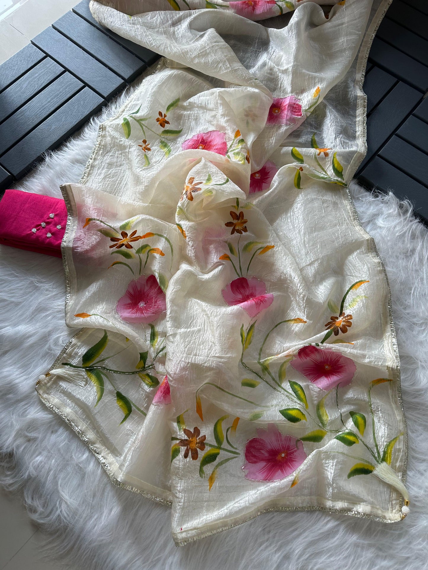 Crush silk saree