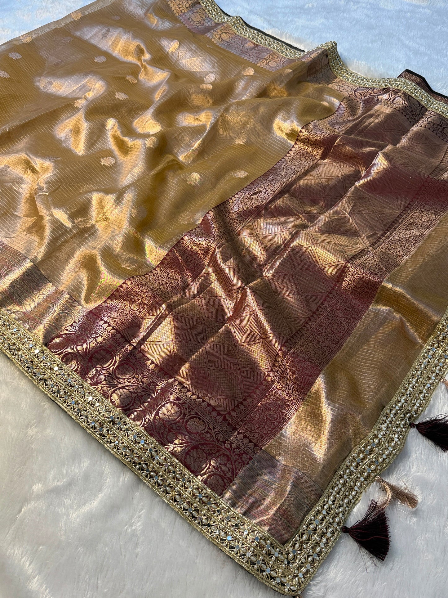 Banarasi Multi Colour Border Tissue Soft Silk Saree