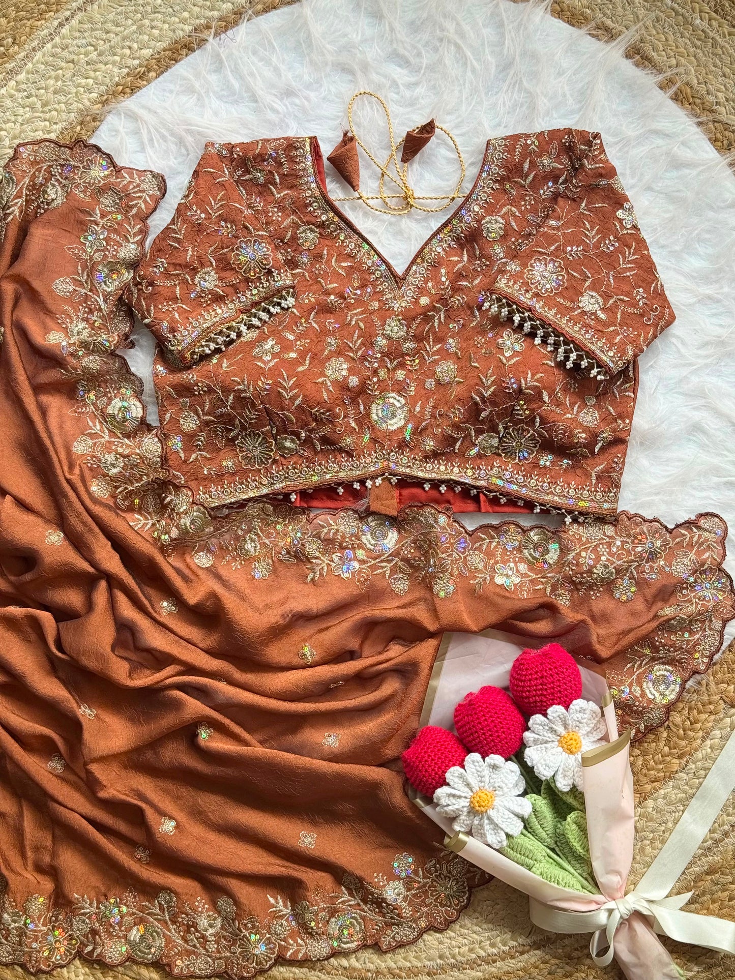 Crush silk saree