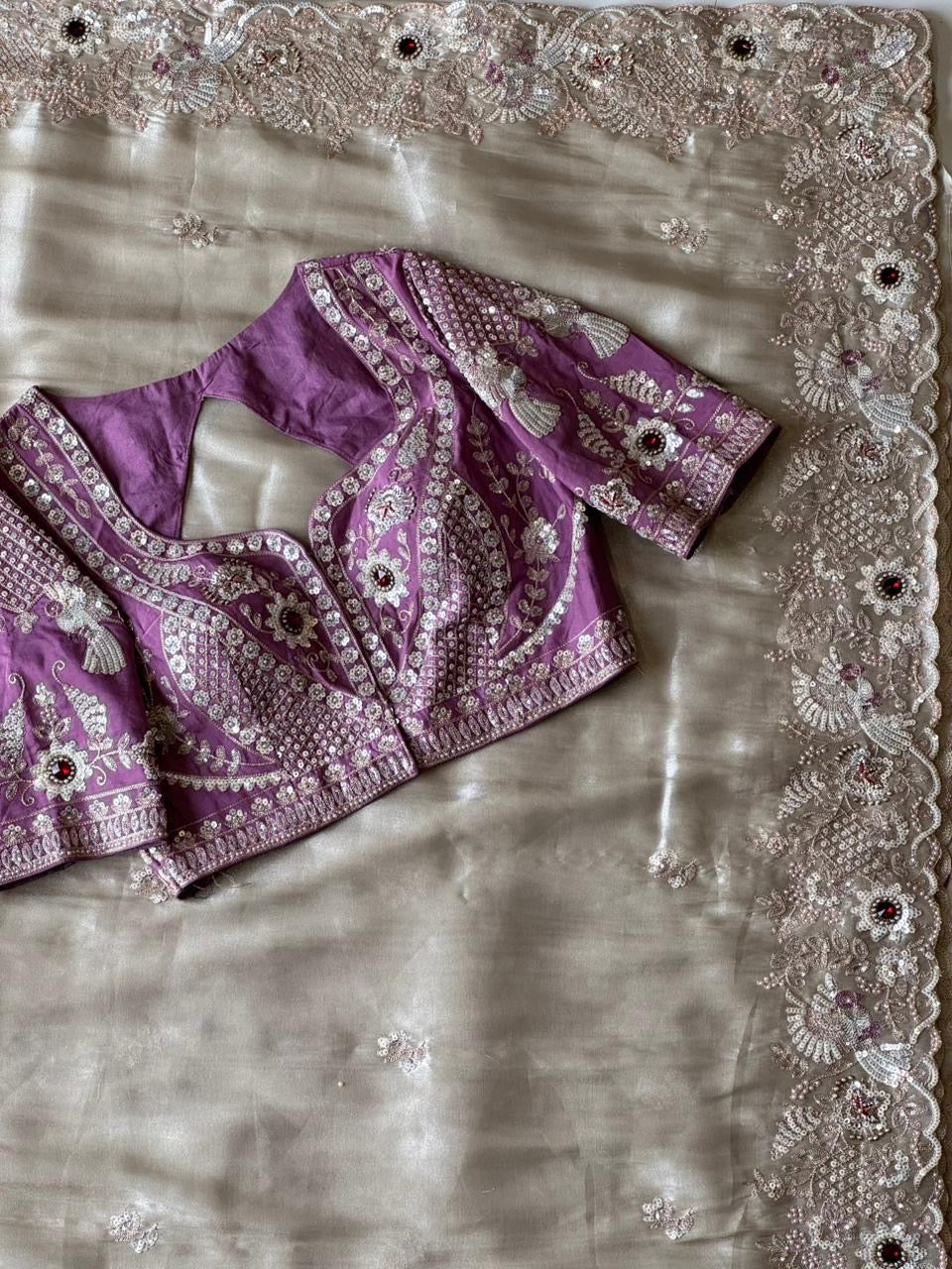 Pure soft simmer tissue silk saree