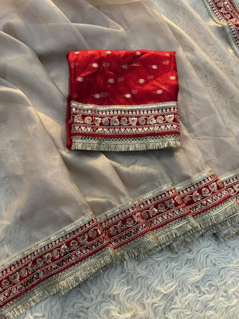 Premium plain tissue silk saree