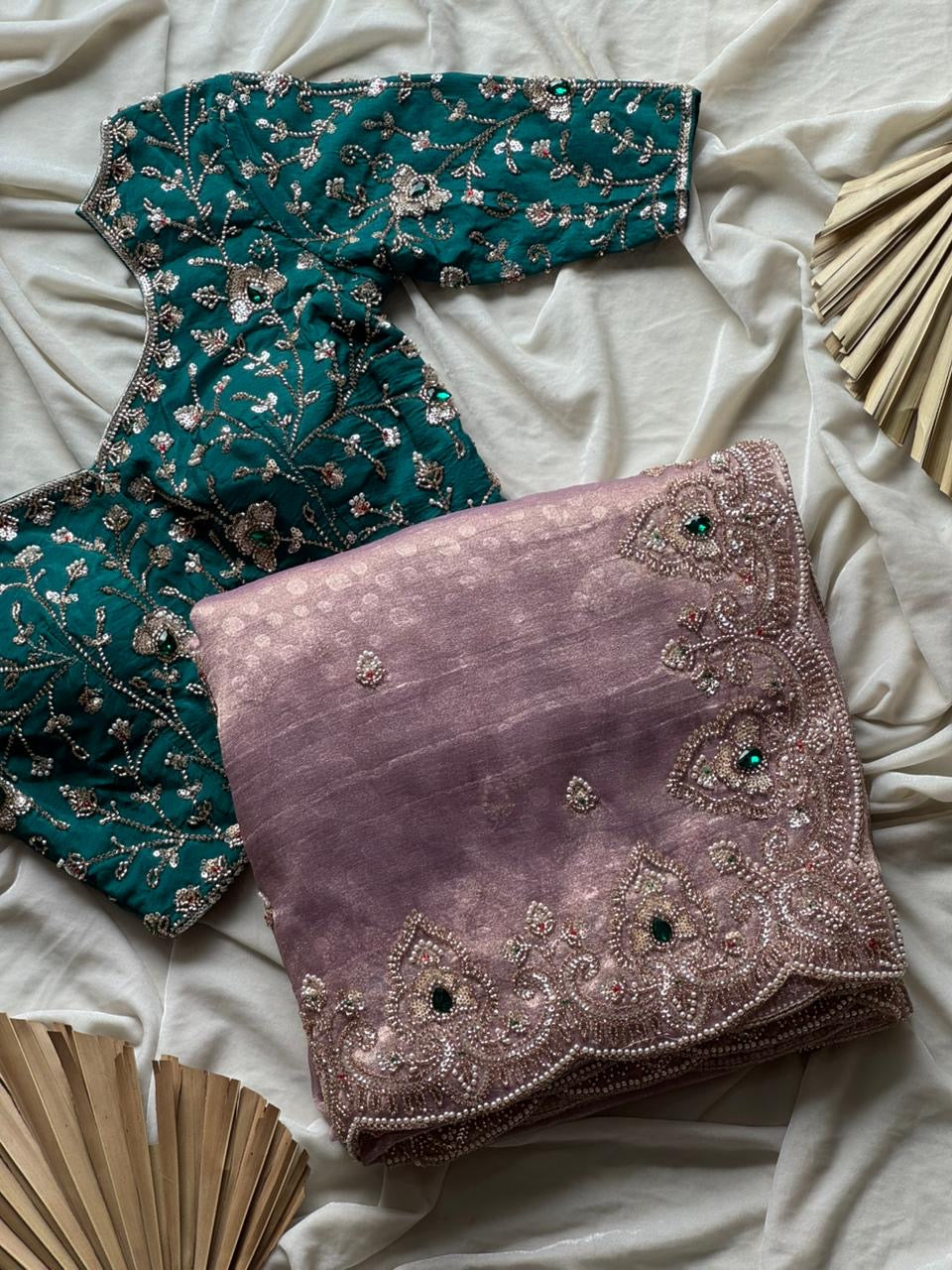 Tissue crepe silk saree