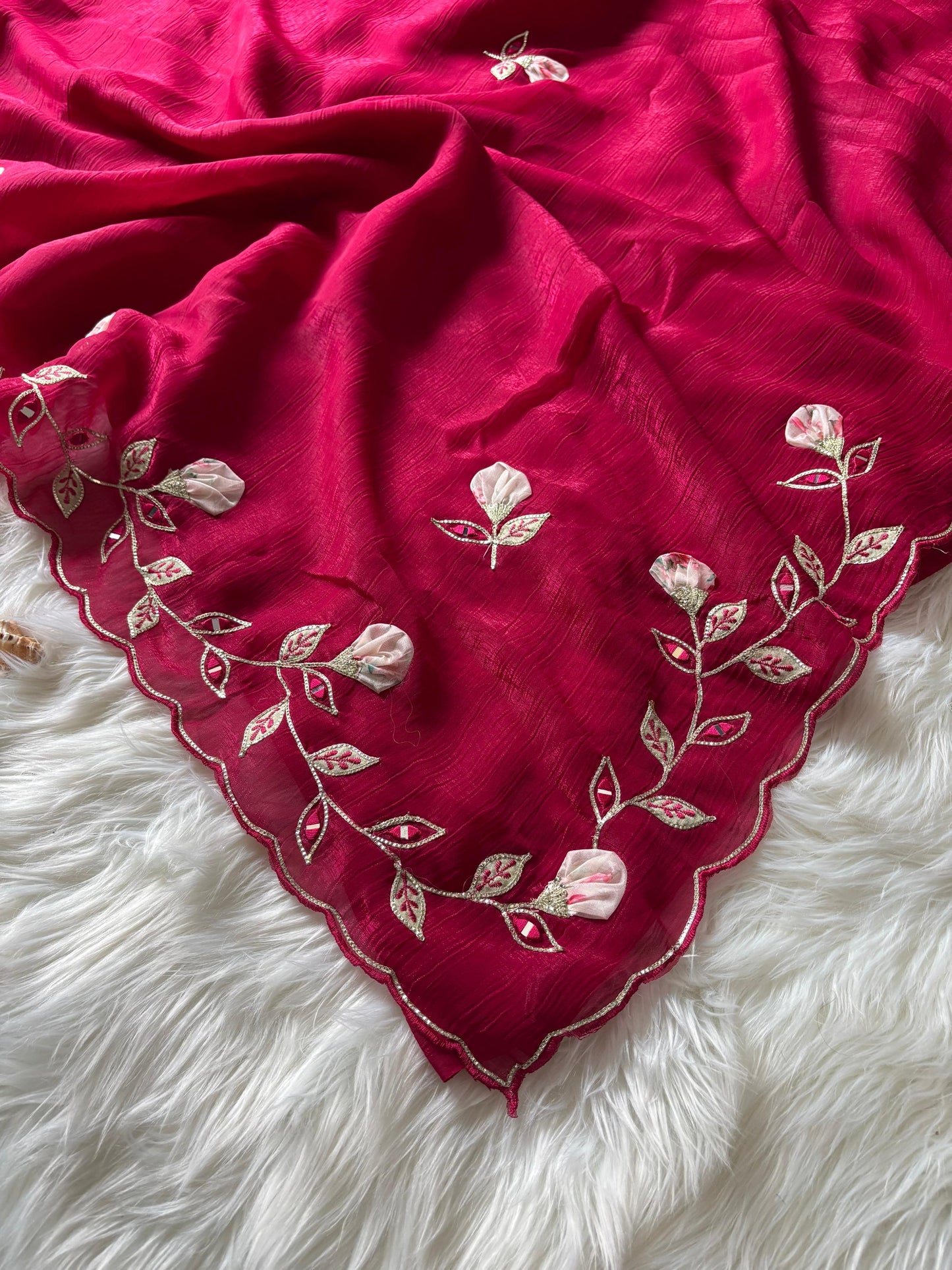 Premium soft Crunchy Crush Tissue Saree