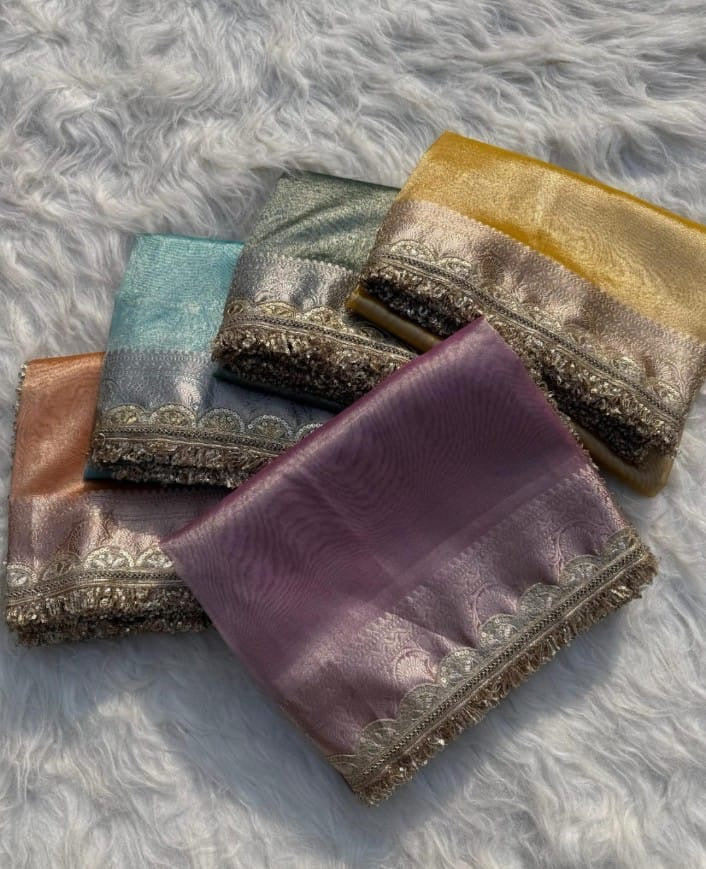 Glass tissue silk saree