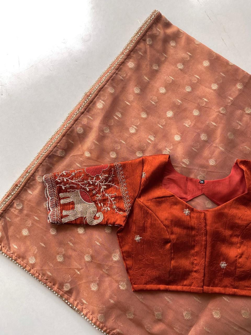 soft tissue organza saree