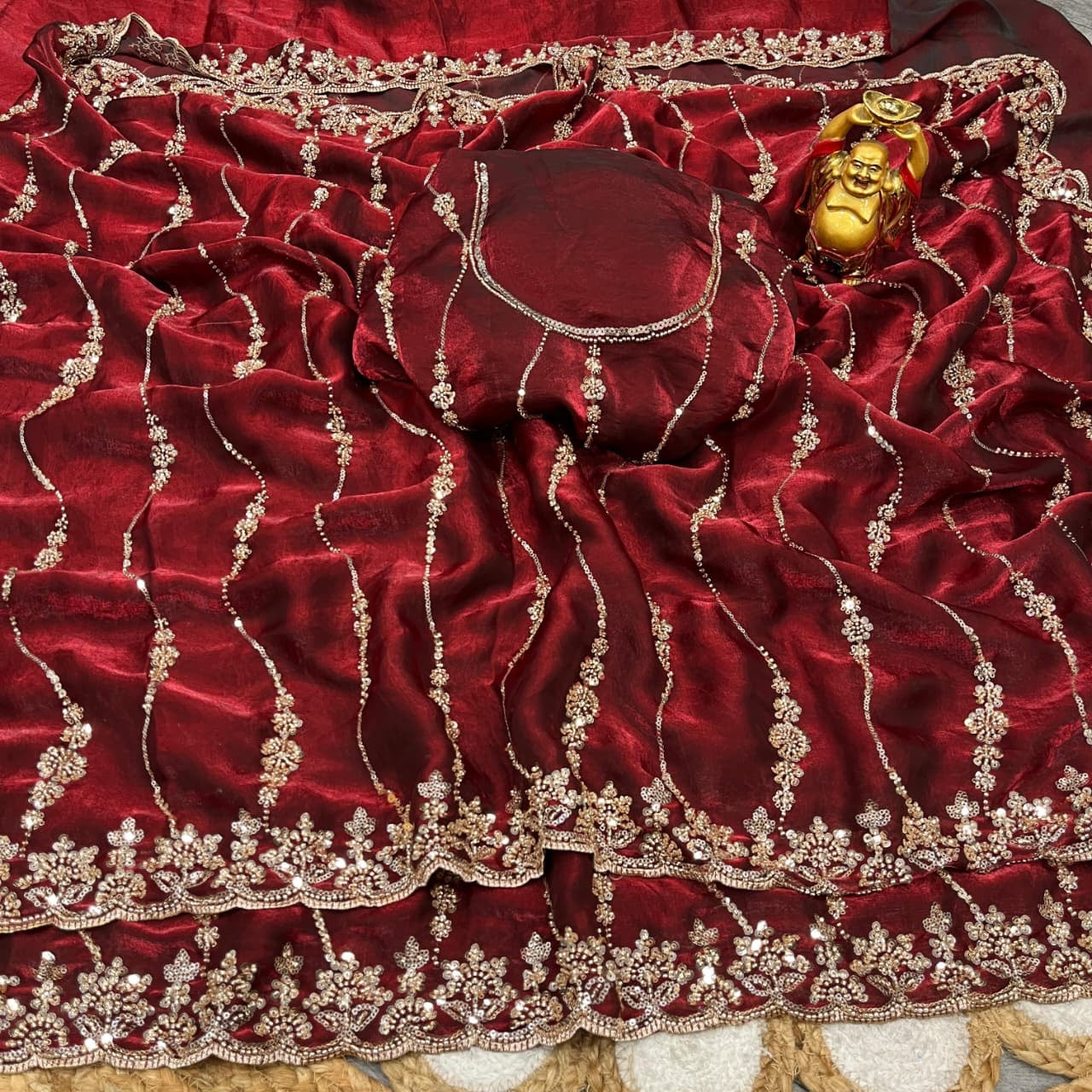 Space silk saree with sequence embroidery