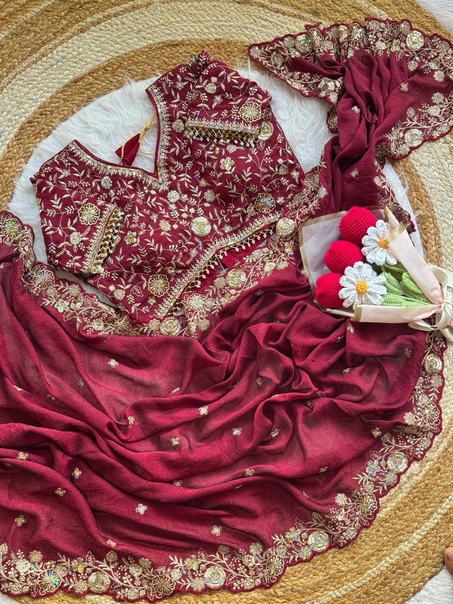 Crush silk saree