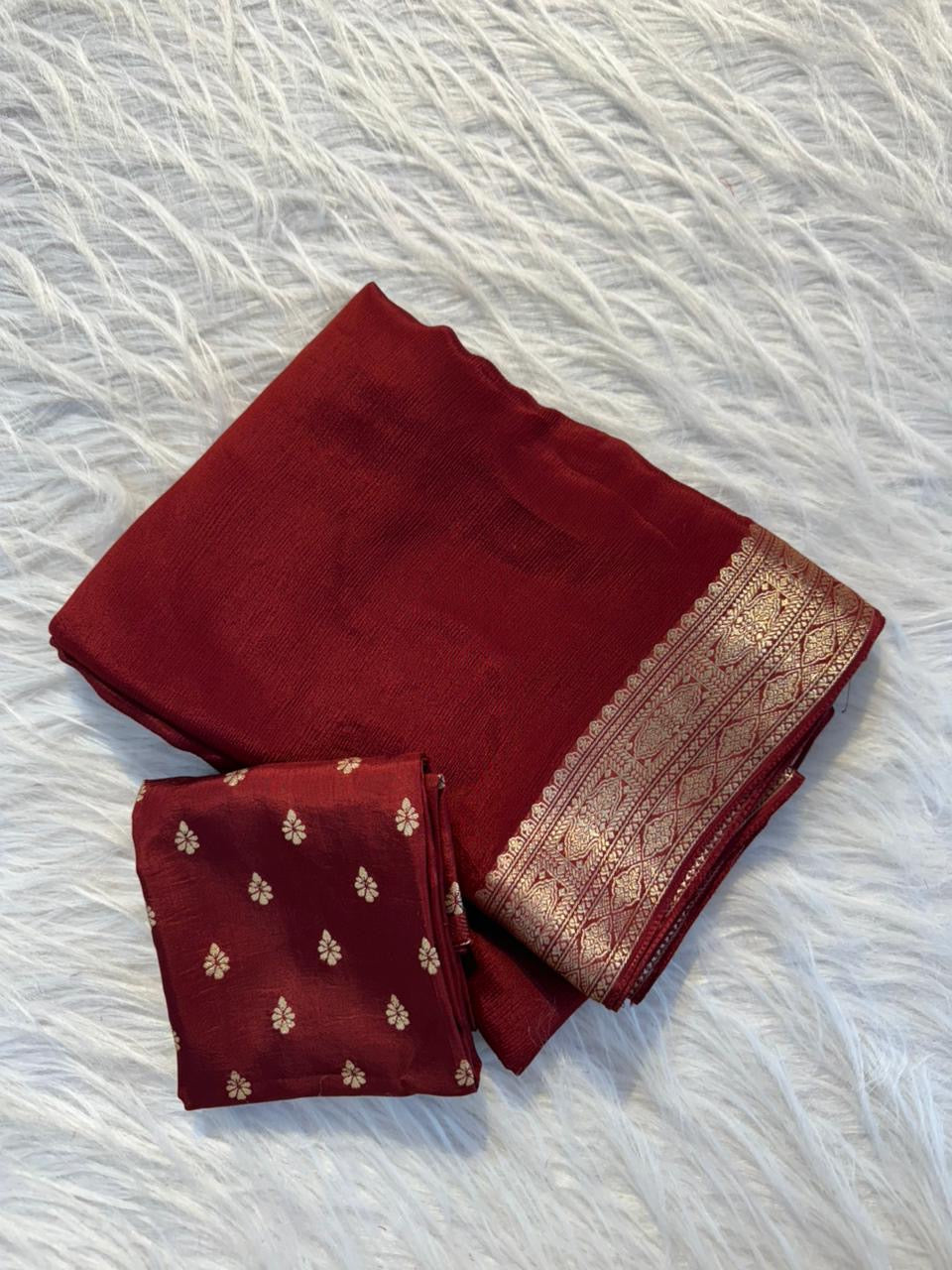 pure viscose soft Chinon saree