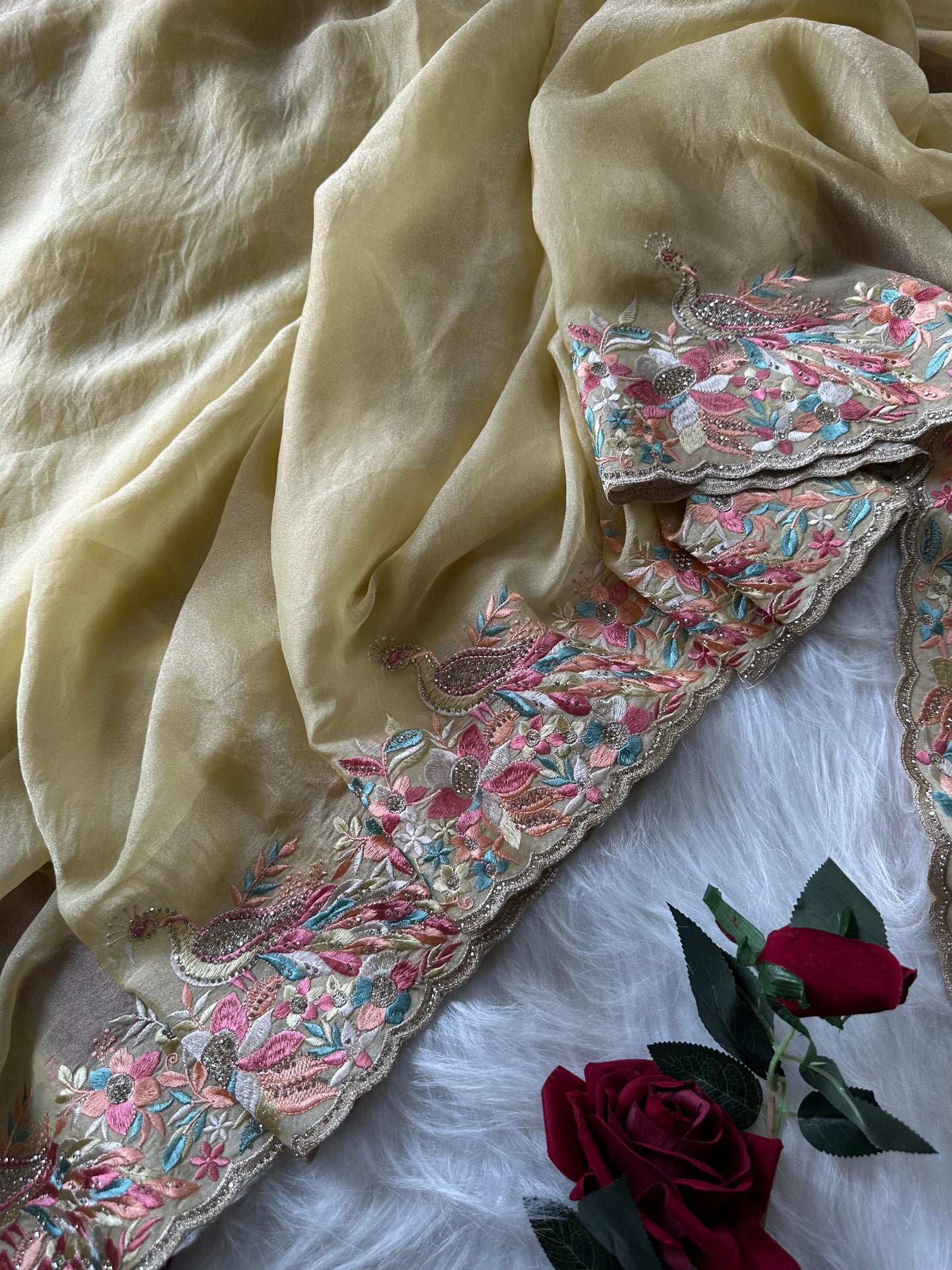 Premium moss chiffon saree
