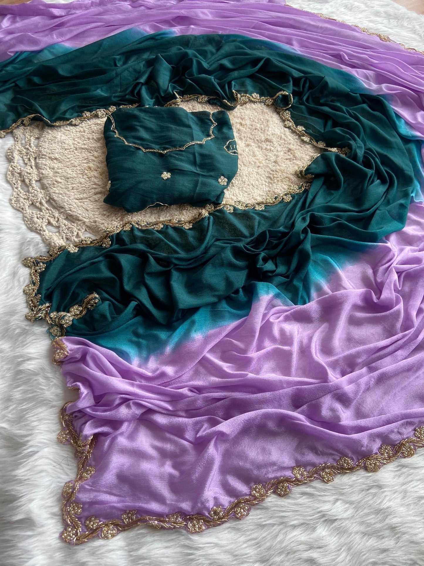 Soft chinnon silk saree