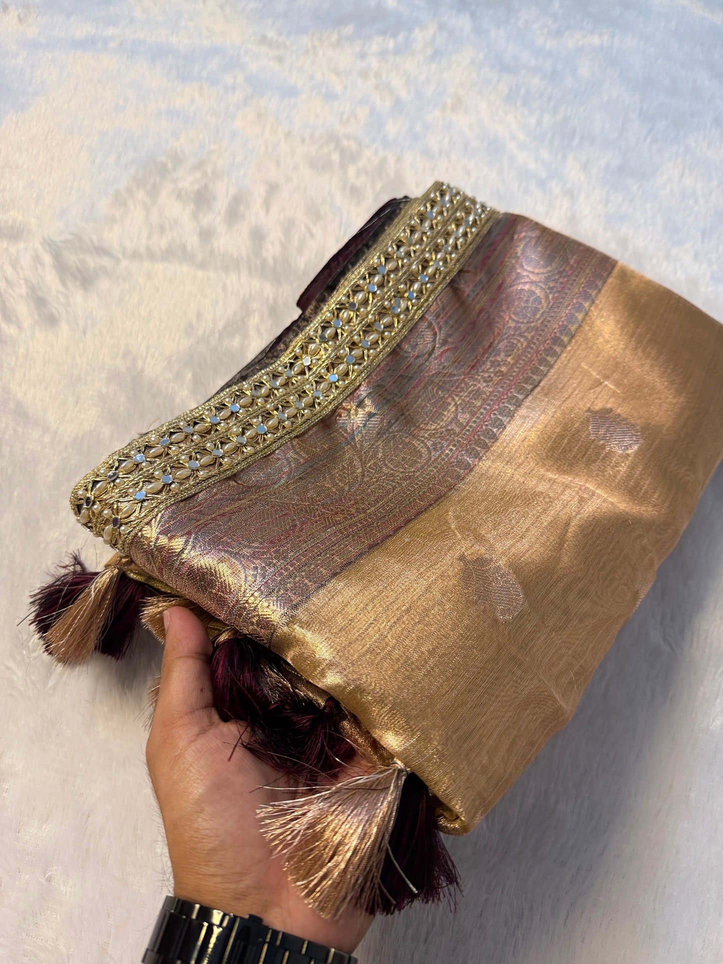 Banarasi Multi Colour Border Tissue Soft Silk Saree