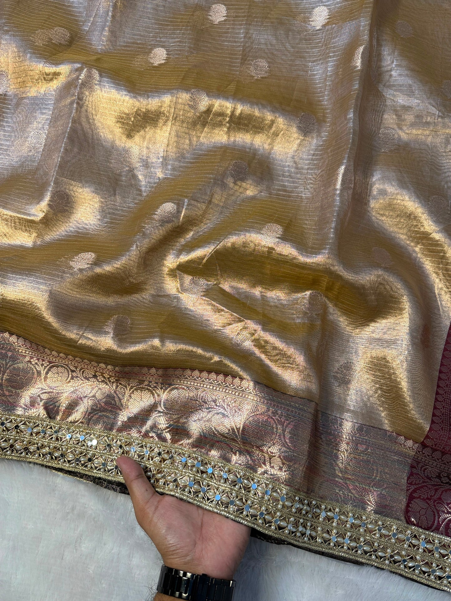 Banarasi Multi Colour Border Tissue Soft Silk Saree