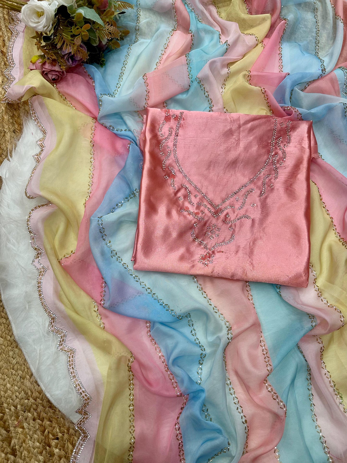soft silk with digital printed multicolour saree