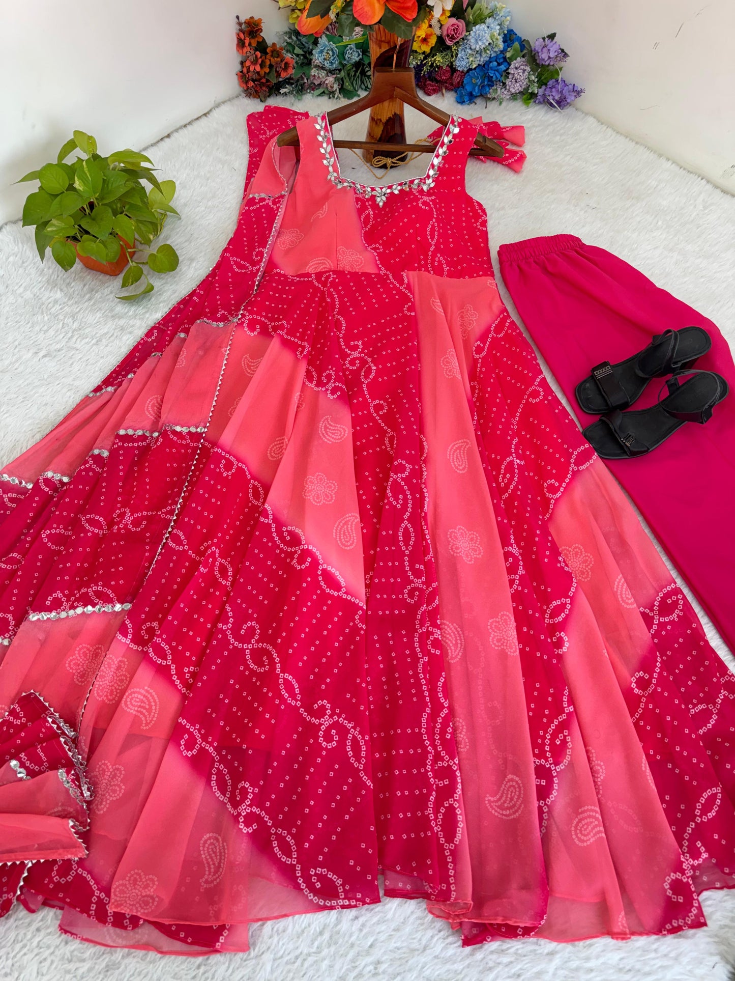 Gerorrget Chiffon Heavy Fox Digital Print gown