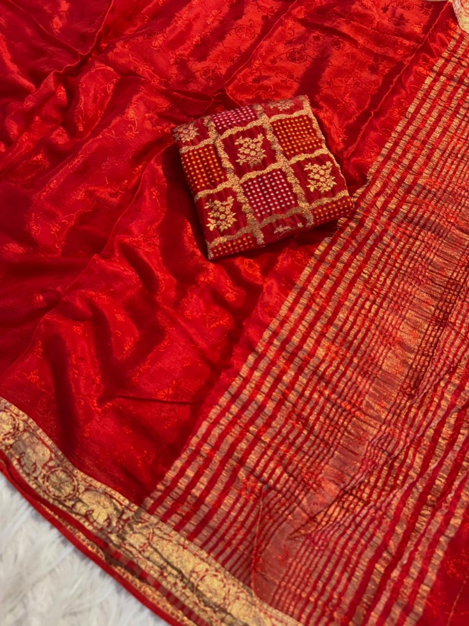 Pure viscose chinnon silk saree