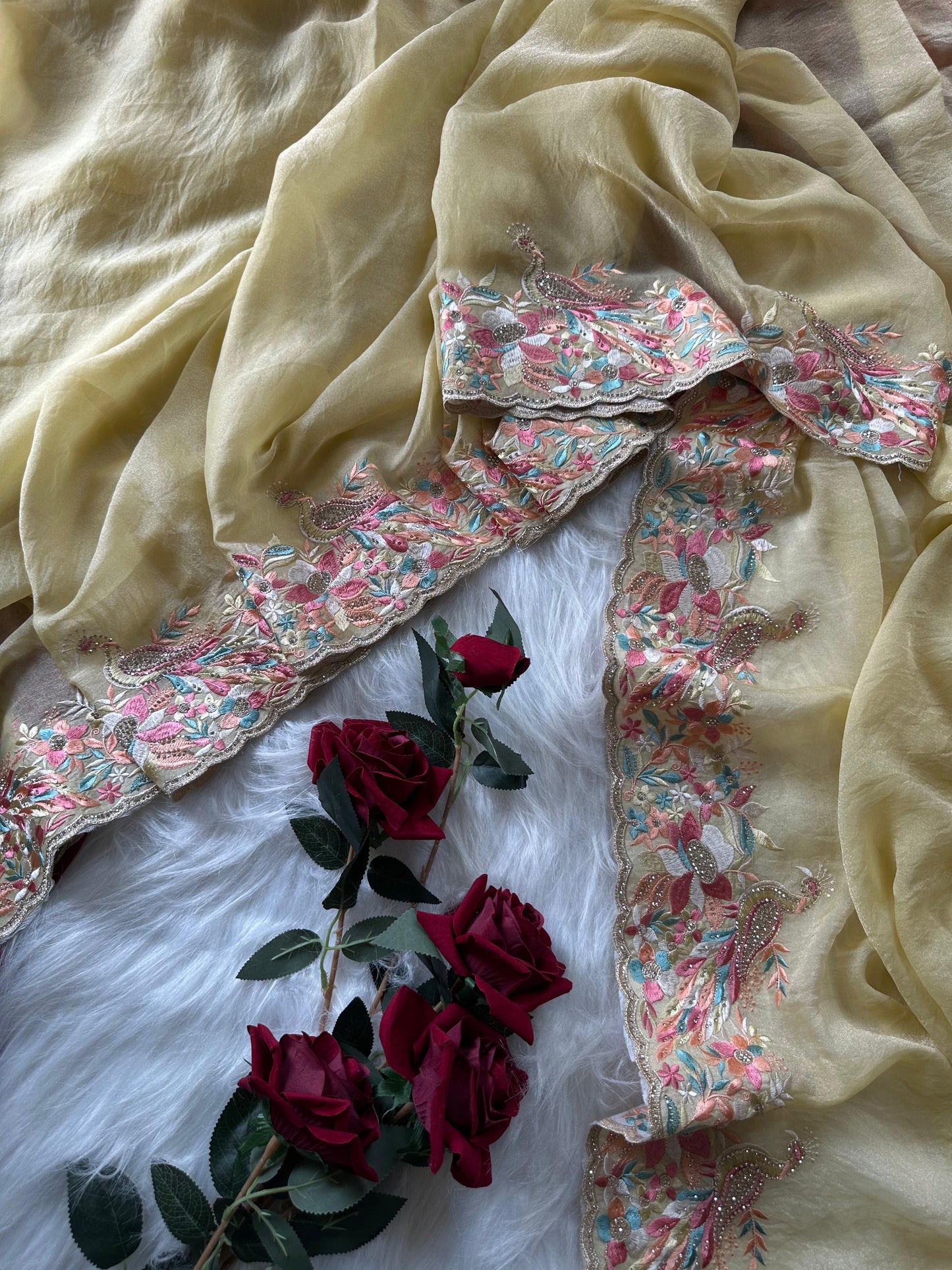 Premium moss chiffon saree