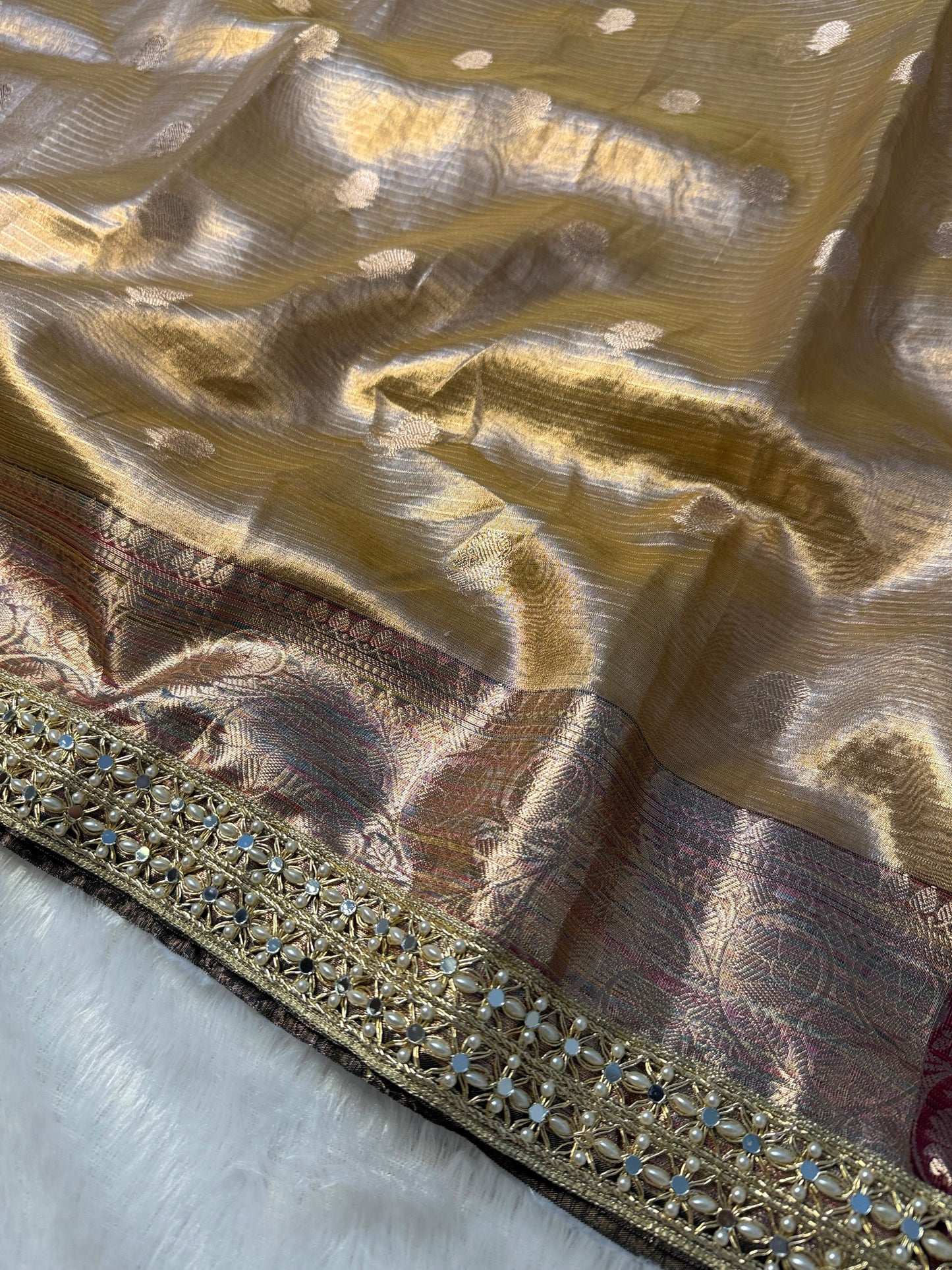 Banarasi Multi Colour Border Tissue Soft Silk Saree