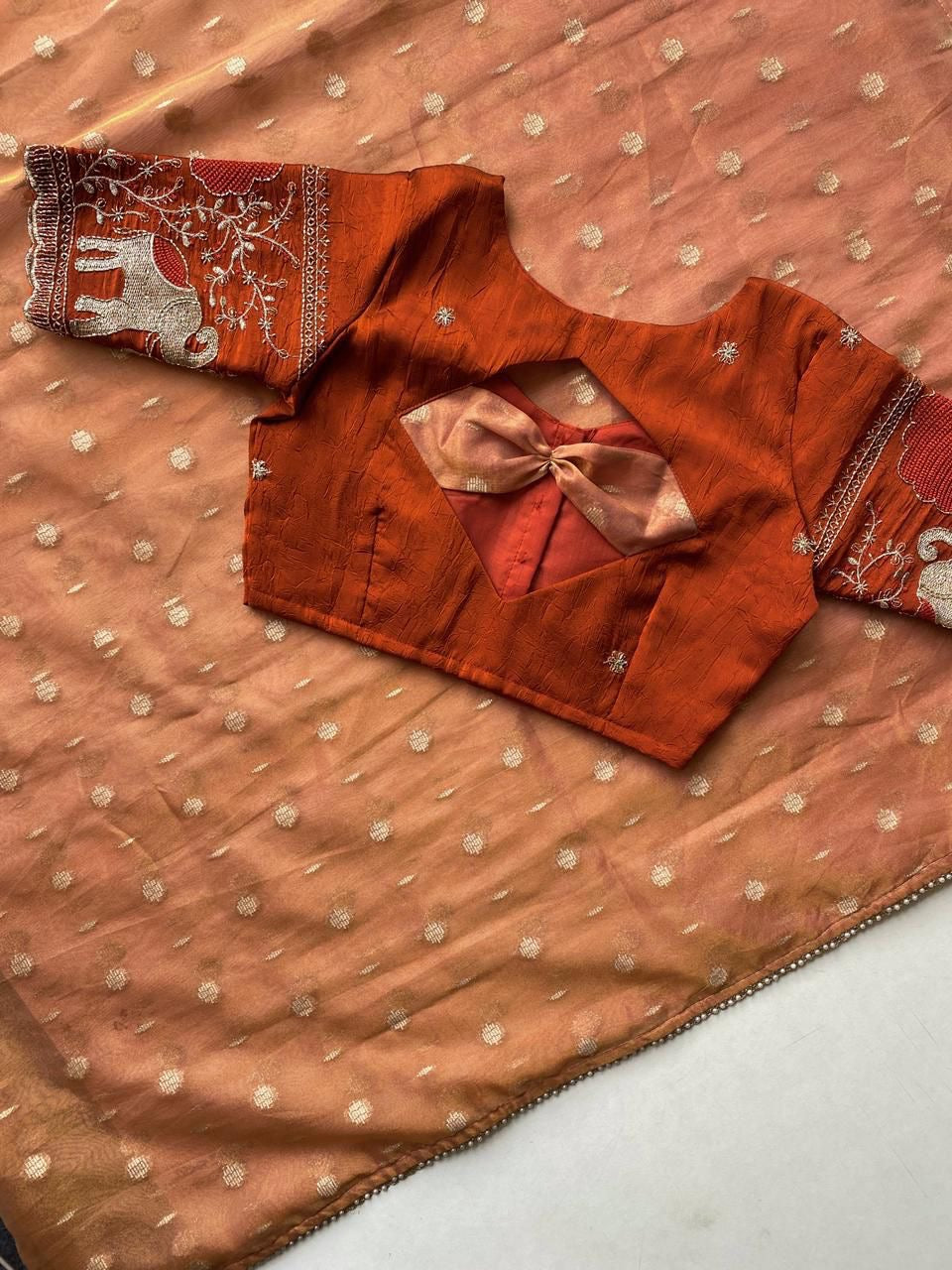 soft tissue organza saree