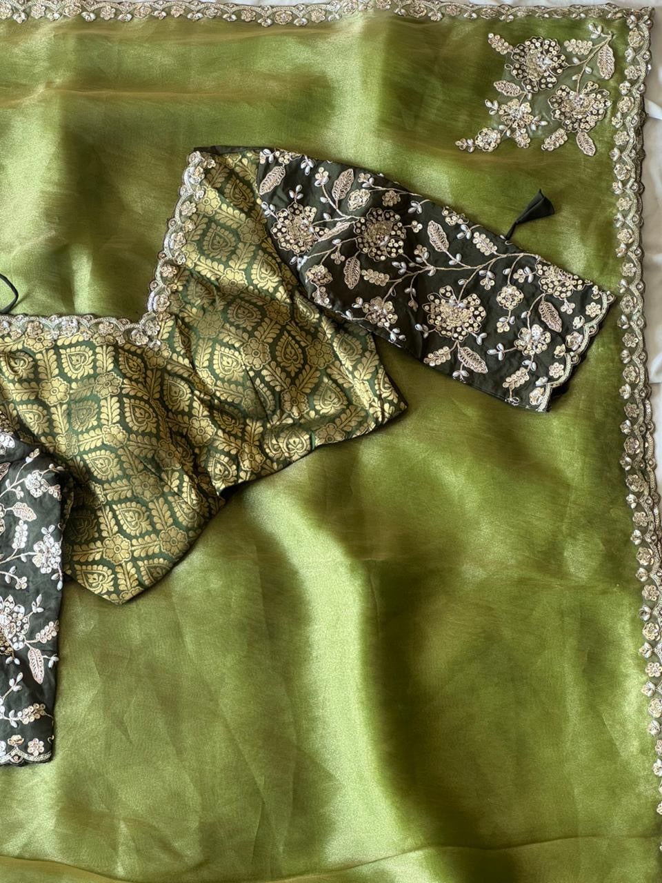 Premium tissue silk saree with coding work