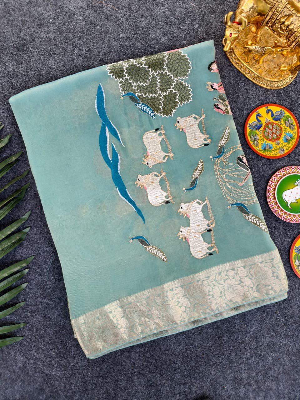 Viscose tissue sarees