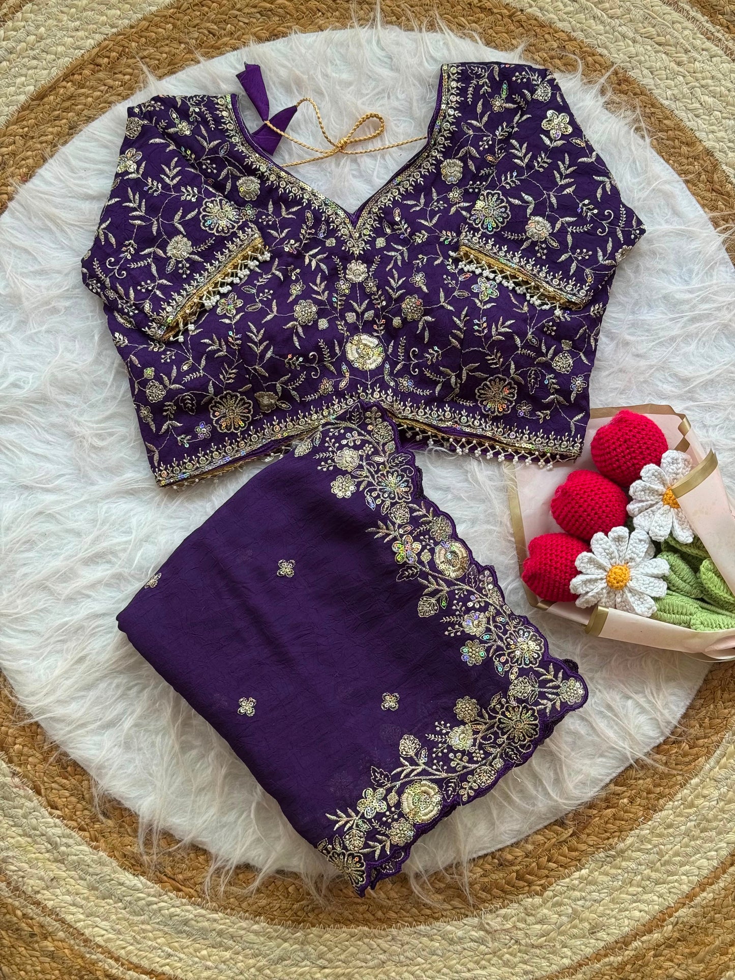 Crush silk saree